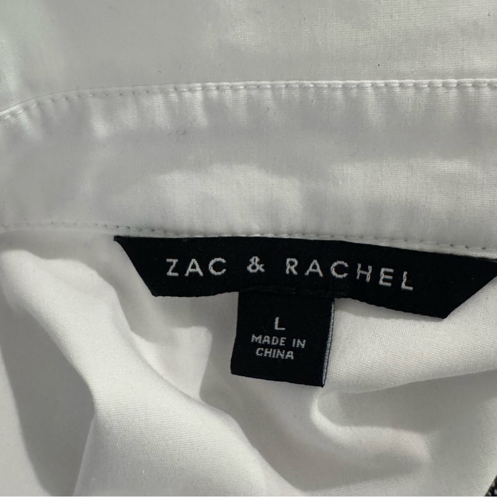 Zac & Rachel White Button-Front Collar Blouse embroidered Eyelet Detail Sz L - Picture 5 of 6